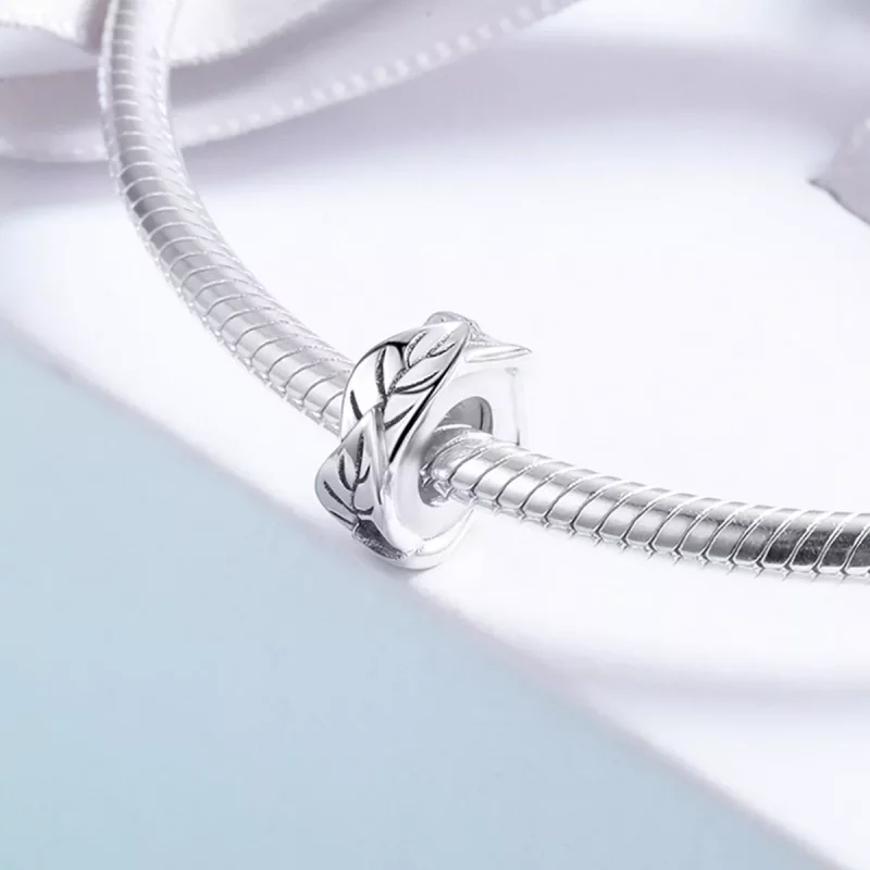 (imagen para) Charm de separador de hojas blancas de plata al estilo Pandora - SCC597 - Ver 4