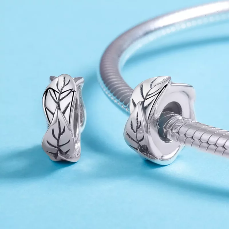 (imagen para) Charm de separador de hojas blancas de plata al estilo Pandora - SCC597 - Ver 5