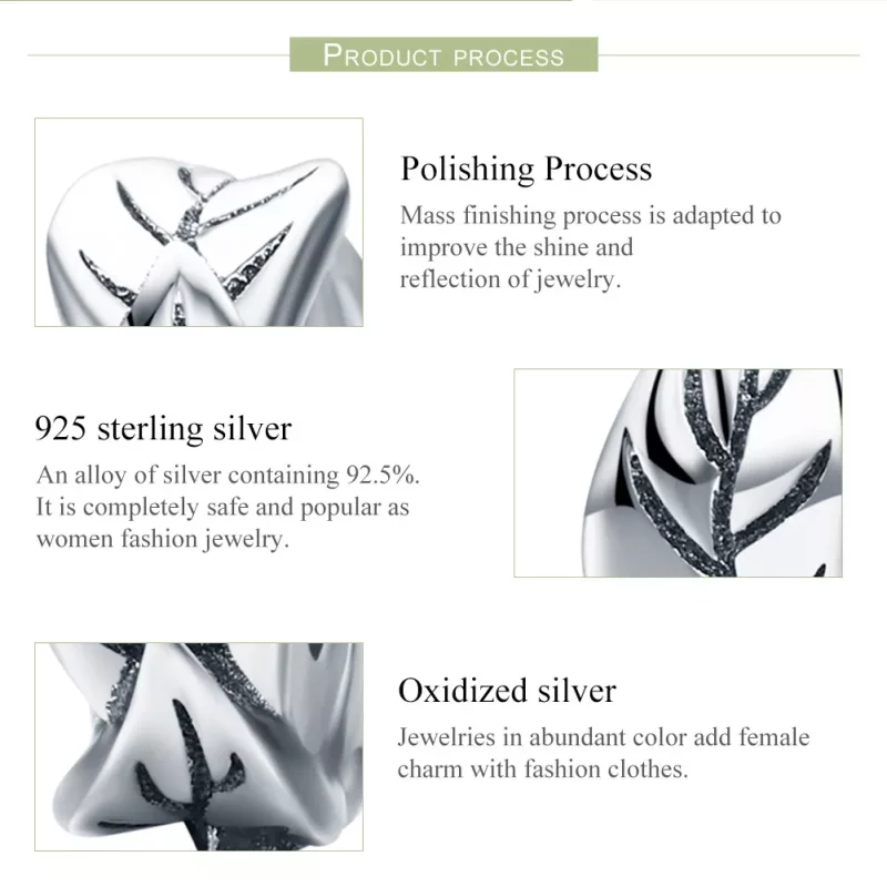 (imagen para) Charm de separador de hojas blancas de plata al estilo Pandora - SCC597 - Ver 7