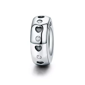 (imagen para) Charm de separador de puntos y corazones de la suerte en estilo Pandora de plata - SCC593