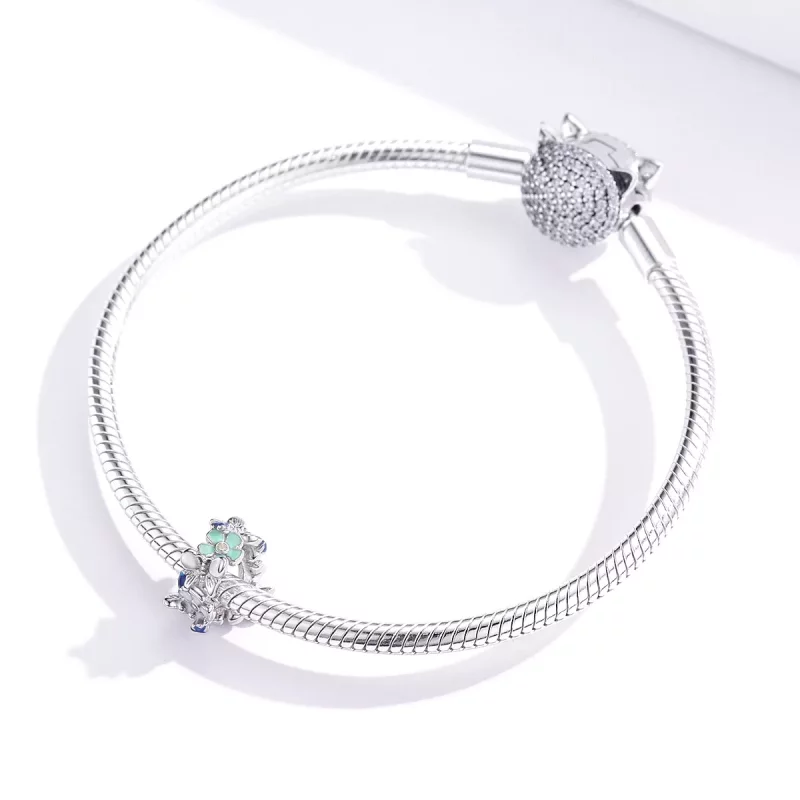 (imagen para) Charm de separador estilo Pandora en plata, con un jardín colorido - BSC288 - Ver 2