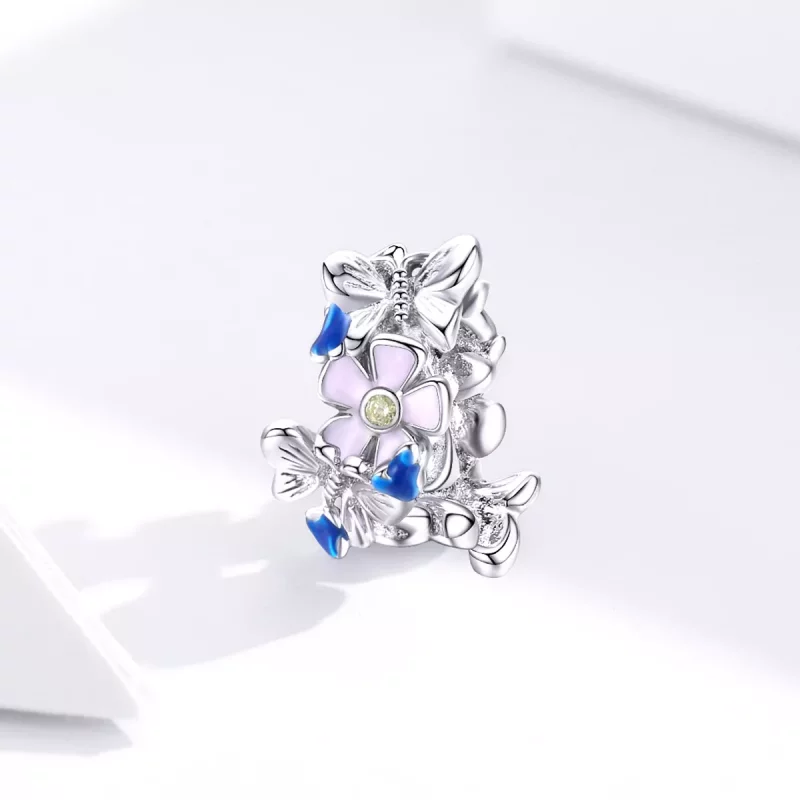 (imagen para) Charm de separador estilo Pandora en plata, con un jardín colorido - BSC288 - Ver 3