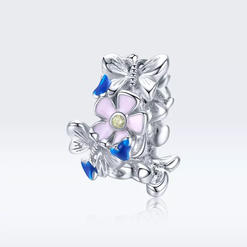 (imagen para) Charm de separador estilo Pandora en plata, con un jardín colorido - BSC288 - Ver 5
