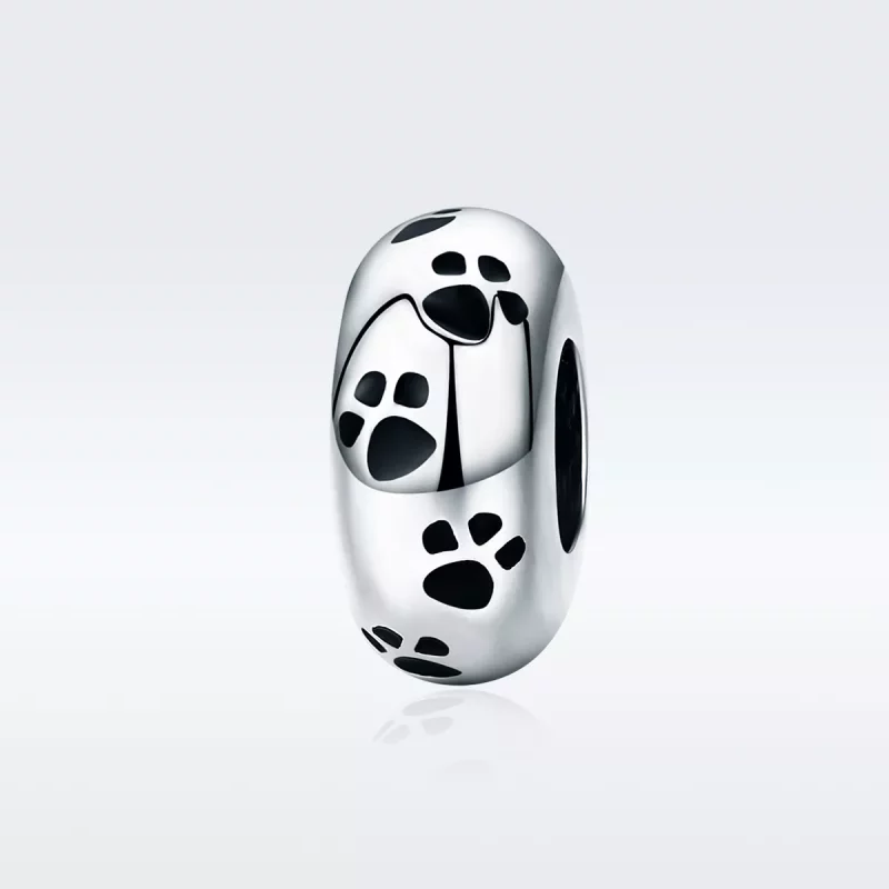 (imagen para) Charm espaçador de huella de mascota en plata estilo Pandora - SCC594 - Ver 2