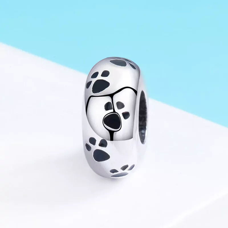(imagen para) Charm espaçador de huella de mascota en plata estilo Pandora - SCC594 - Ver 3