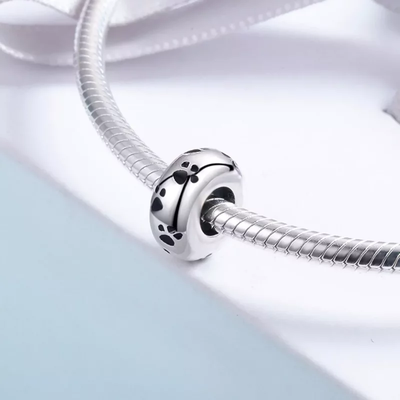 (imagen para) Charm espaçador de huella de mascota en plata estilo Pandora - SCC594 - Ver 4