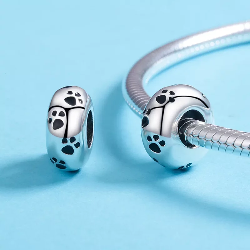 (imagen para) Charm espaçador de huella de mascota en plata estilo Pandora - SCC594 - Ver 5