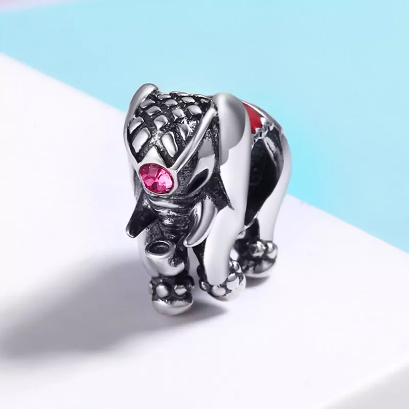 (imagen para) Charm espaciador de bebé elefante lindo en estilo Pandora de plata - SCC321 - Ver 3