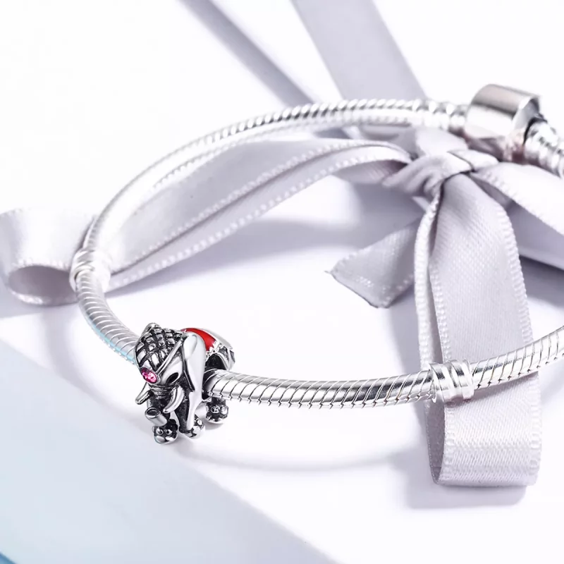 (imagen para) Charm espaciador de bebé elefante lindo en estilo Pandora de plata - SCC321 - Ver 4