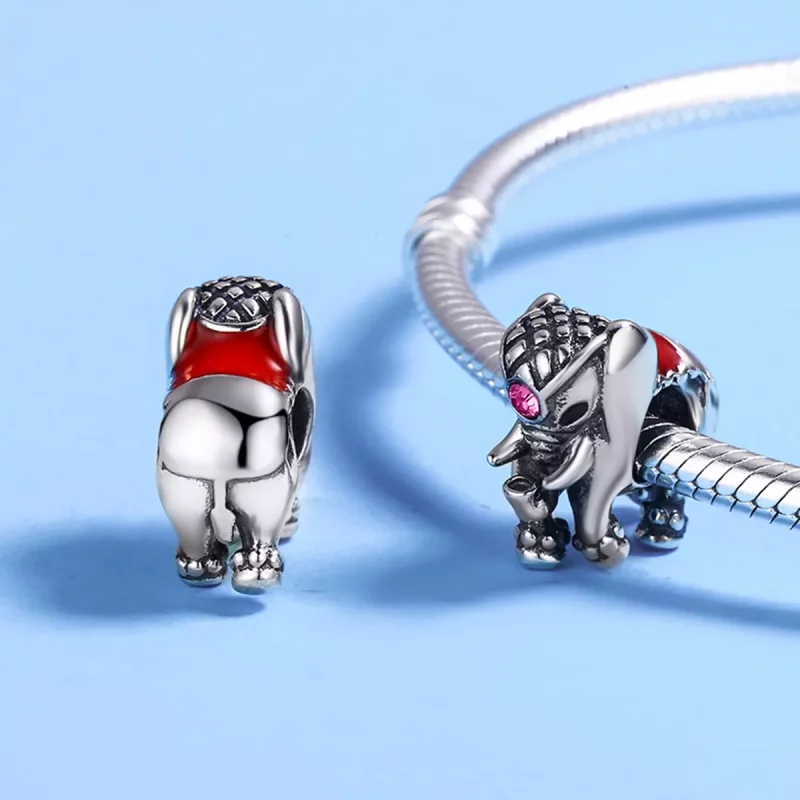 (imagen para) Charm espaciador de bebé elefante lindo en estilo Pandora de plata - SCC321 - Ver 5