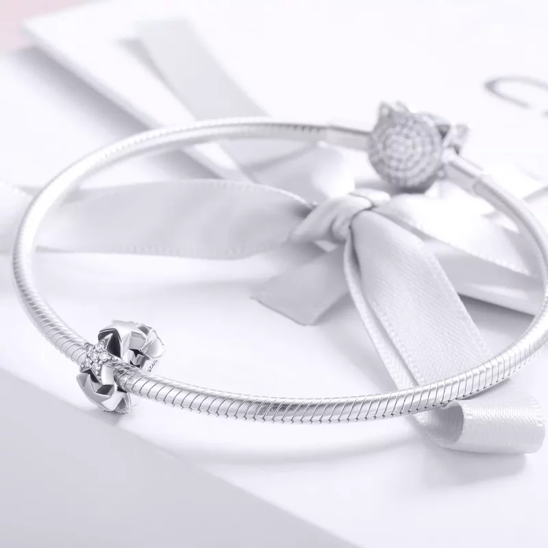 (imagen para) Charm espaciador de estilo Pandora con pequeñas estrellas en plata - SCC929 - Ver 3
