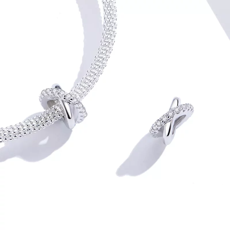 (imagen para) Charm espaciador de estilo Pandora en plata elegante - BSC214 - Ver 3