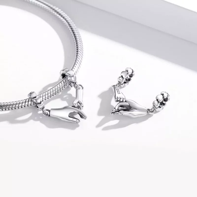 (imagen para) Charm espaciador de plata estilo Pandora, mano a mano - SCC1700 - Ver 4