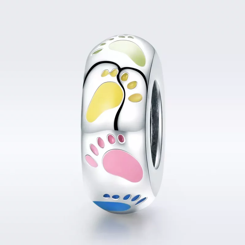 (imagen para) Charm espaciador de plata estilo Pandora con pequeños pies - SCC752 - Ver 3
