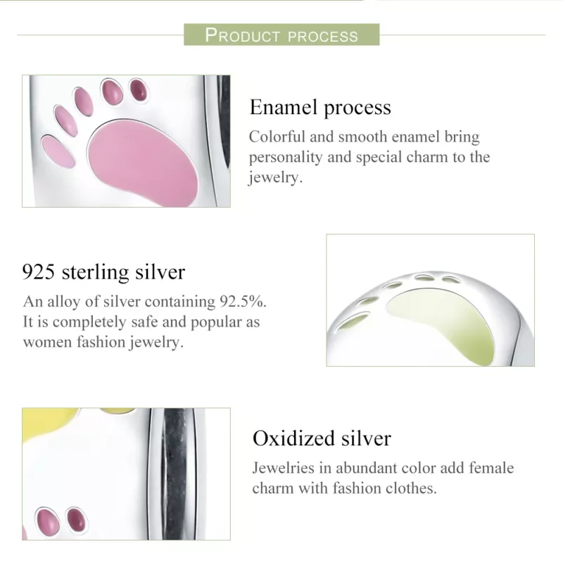 (imagen para) Charm espaciador de plata estilo Pandora con pequeños pies - SCC752 - Ver 7