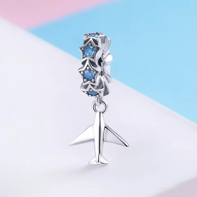 (imagen para) Charm espaciador de plata estilo Pandora "Sueño de viajar" - SCC882 - Ver 2