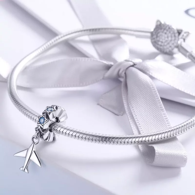 (imagen para) Charm espaciador de plata estilo Pandora "Sueño de viajar" - SCC882 - Ver 3