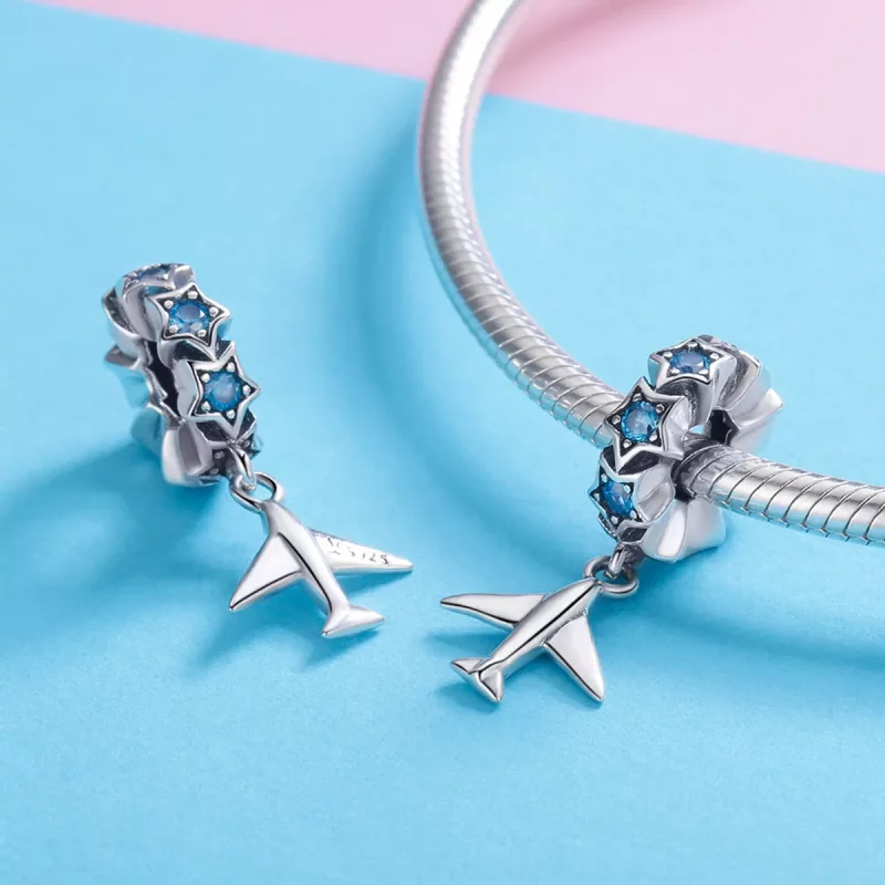 (imagen para) Charm espaciador de plata estilo Pandora "Sueño de viajar" - SCC882 - Ver 4
