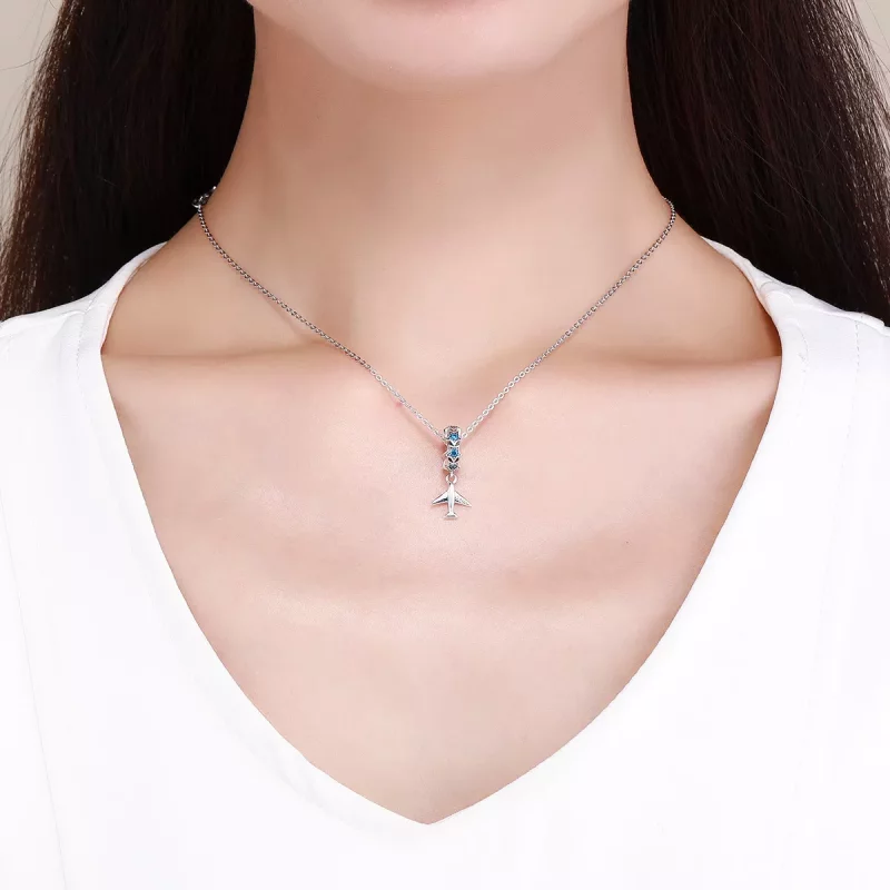 (imagen para) Charm espaciador de plata estilo Pandora "Sueño de viajar" - SCC882 - Ver 5