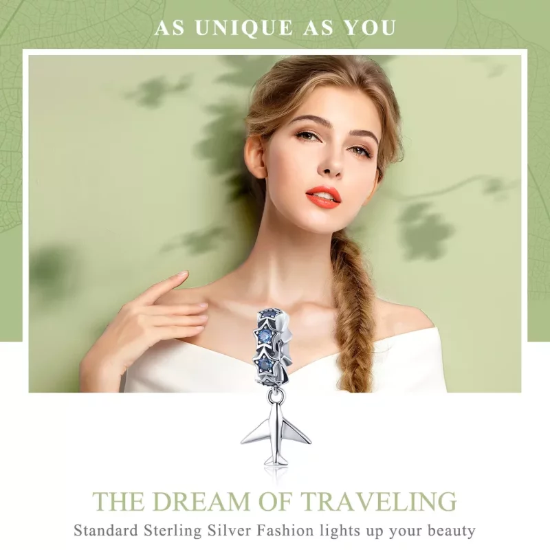 (imagen para) Charm espaciador de plata estilo Pandora "Sueño de viajar" - SCC882 - Ver 6