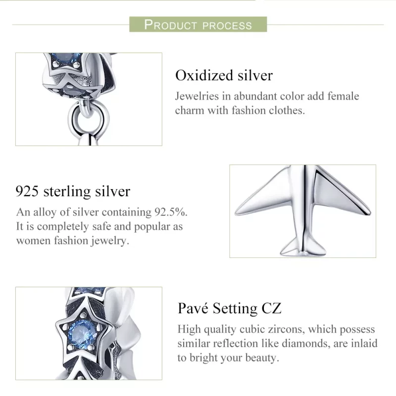 (imagen para) Charm espaciador de plata estilo Pandora "Sueño de viajar" - SCC882 - Ver 7