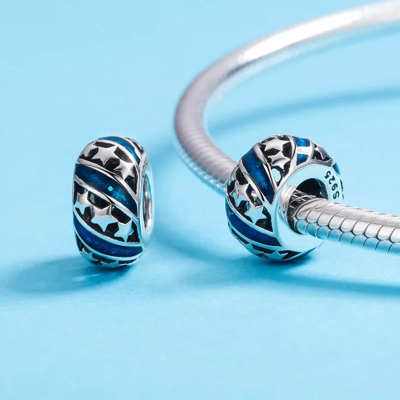 (imagen para) Charm espaciador estilo Pandora plateado The Shining Star River - SCC636 - Ver 5