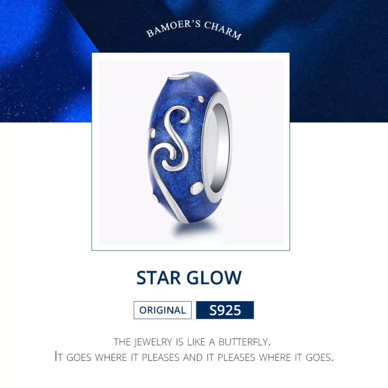 (imagen para) Charm espaciador Pandora Style Silver Star Glow - SCC1388 - Ver 7
