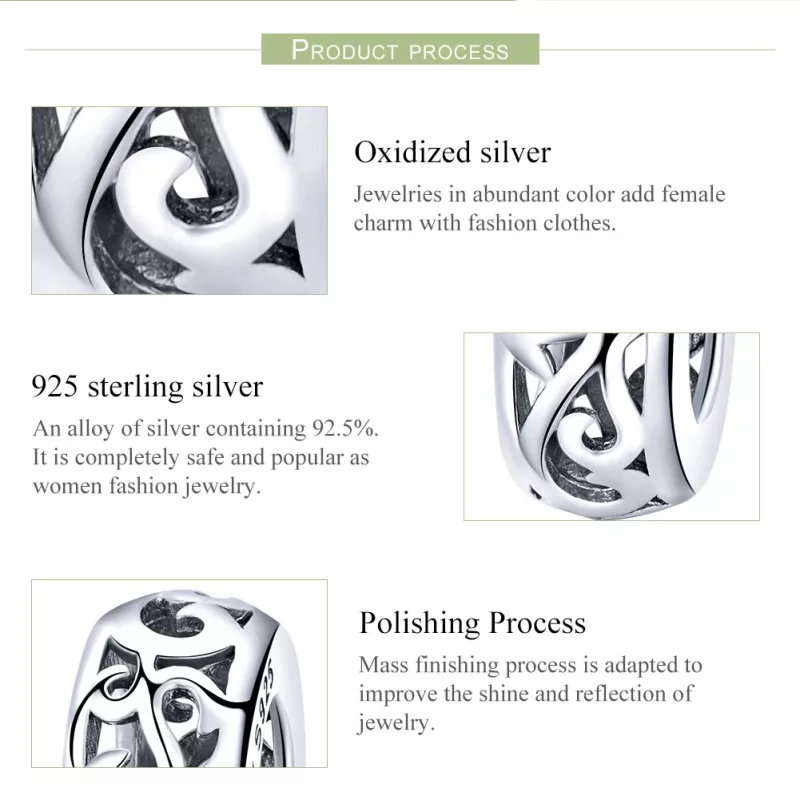 (imagen para) Charm espaciador vintage de plata estilo Pandora - SCC716 - Ver 7