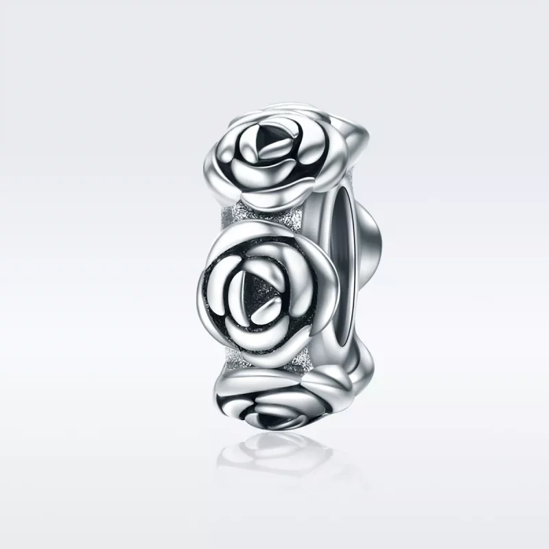 (imagen para) Charm separador de corona de plata estilo Pandora con rosas - SCC596 - Ver 2