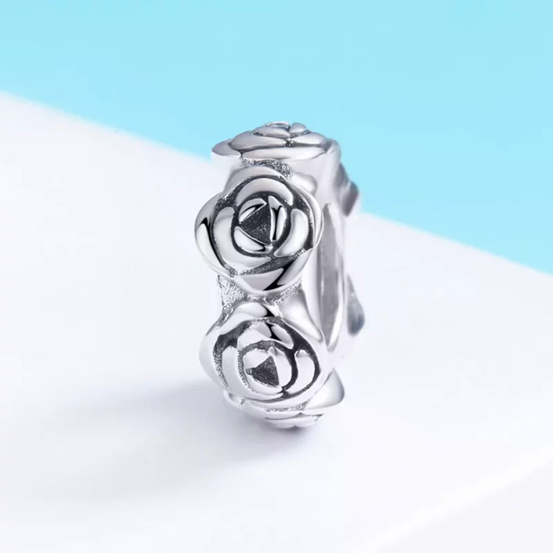 (imagen para) Charm separador de corona de plata estilo Pandora con rosas - SCC596 - Ver 3
