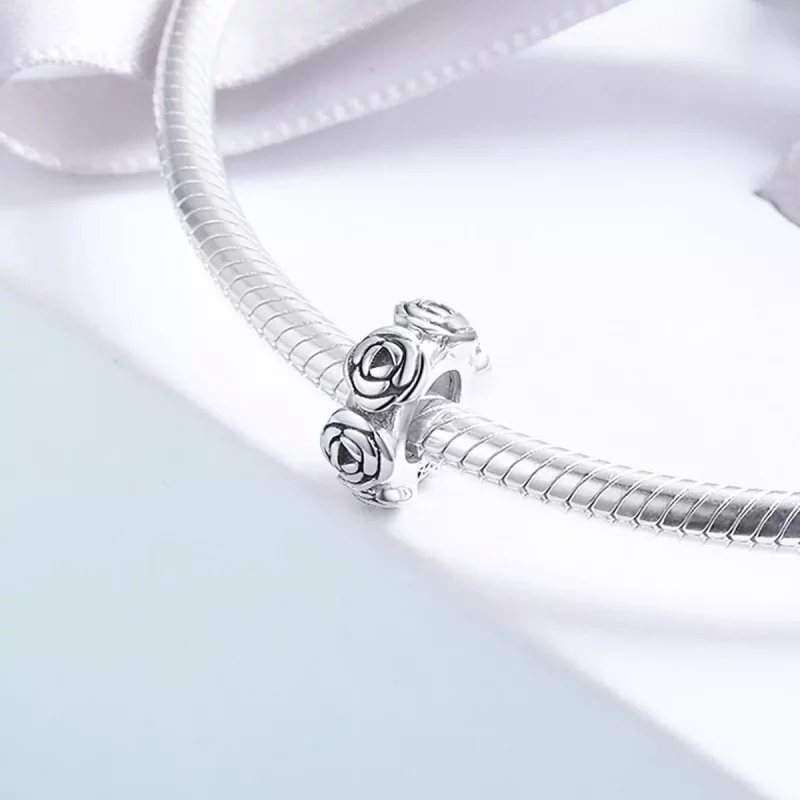 (imagen para) Charm separador de corona de plata estilo Pandora con rosas - SCC596 - Ver 4