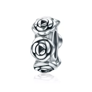 (imagen para) Charm separador de corona de plata estilo Pandora con rosas - SCC596