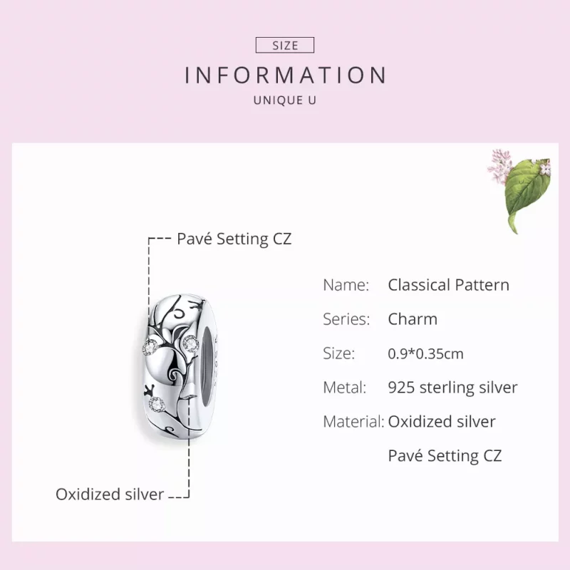(imagen para) Charm Separador de Estilo Pandora en Plata con Patrón Clásico - SCC1559 - Ver 7