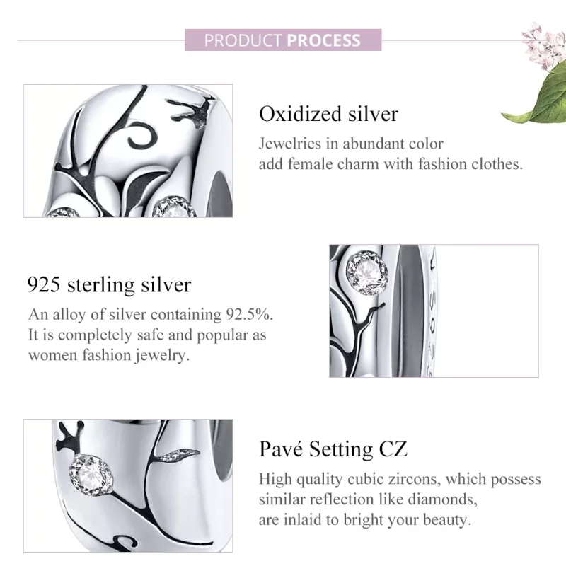 (imagen para) Charm Separador de Estilo Pandora en Plata con Patrón Clásico - SCC1559 - Ver 8