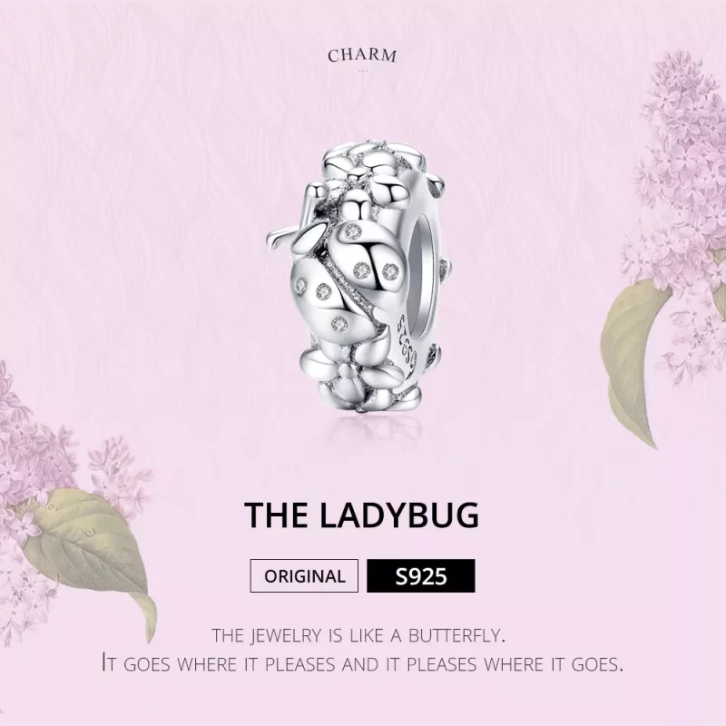 (imagen para) Charm separador de mariquita de plata con estilo Pandora - BSC112 - Ver 5