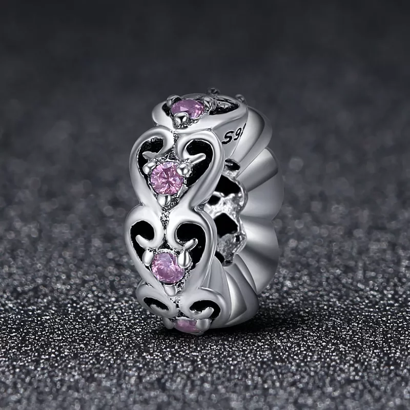 (imagen para) Charm Spacer en forma de corazón plateado estilo Pandora - SCC339 - Ver 2