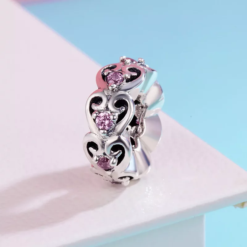 (imagen para) Charm Spacer en forma de corazón plateado estilo Pandora - SCC339 - Ver 3