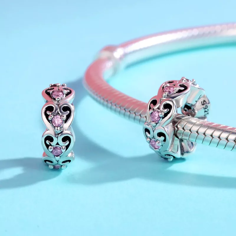 (imagen para) Charm Spacer en forma de corazón plateado estilo Pandora - SCC339 - Ver 4