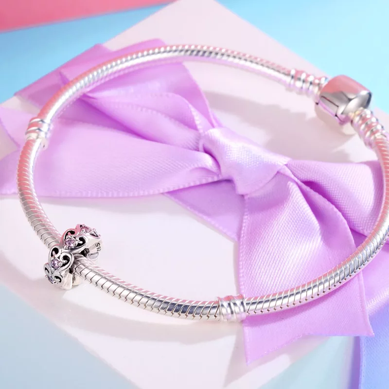 (imagen para) Charm Spacer en forma de corazón plateado estilo Pandora - SCC339 - Ver 5
