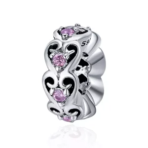 Charm Spacer en forma de corazón plateado estilo Pandora - SCC339 (imagen para) Charm Spacer en forma de corazón plateado estilo Pandora - SCC339
