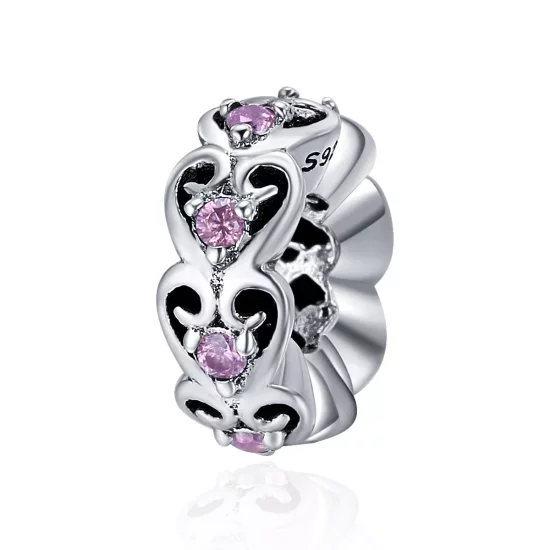 (imagen para) Charm Spacer en forma de corazón plateado estilo Pandora - SCC339