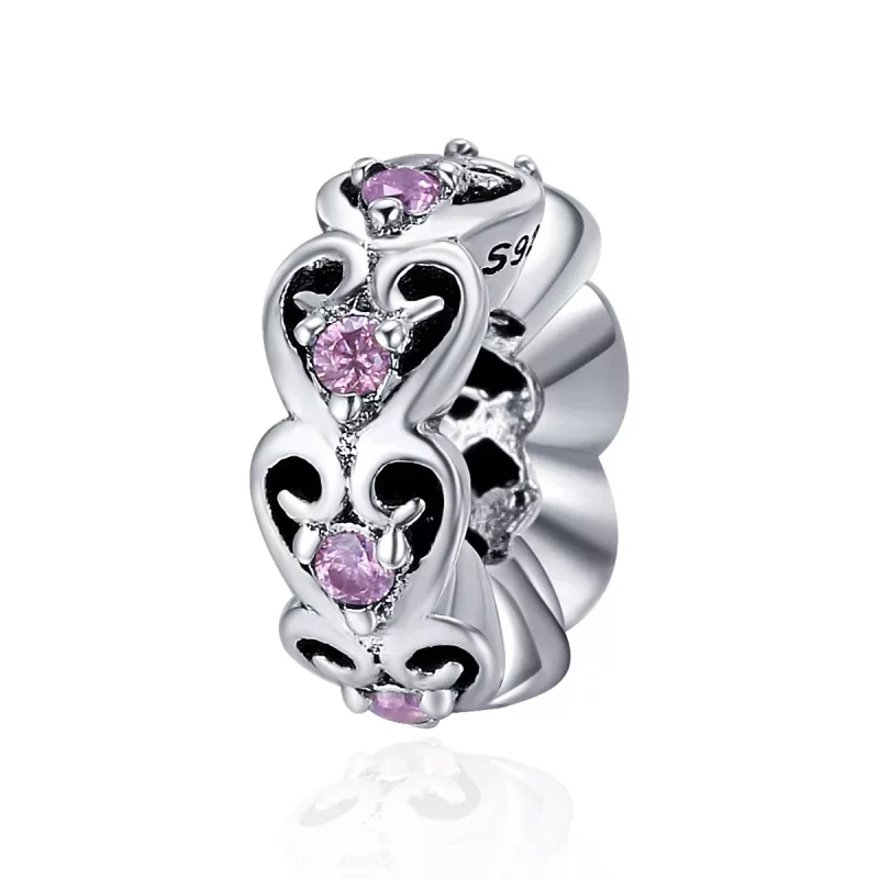 (imagen para) Charm Spacer en forma de corazón plateado estilo Pandora - SCC339