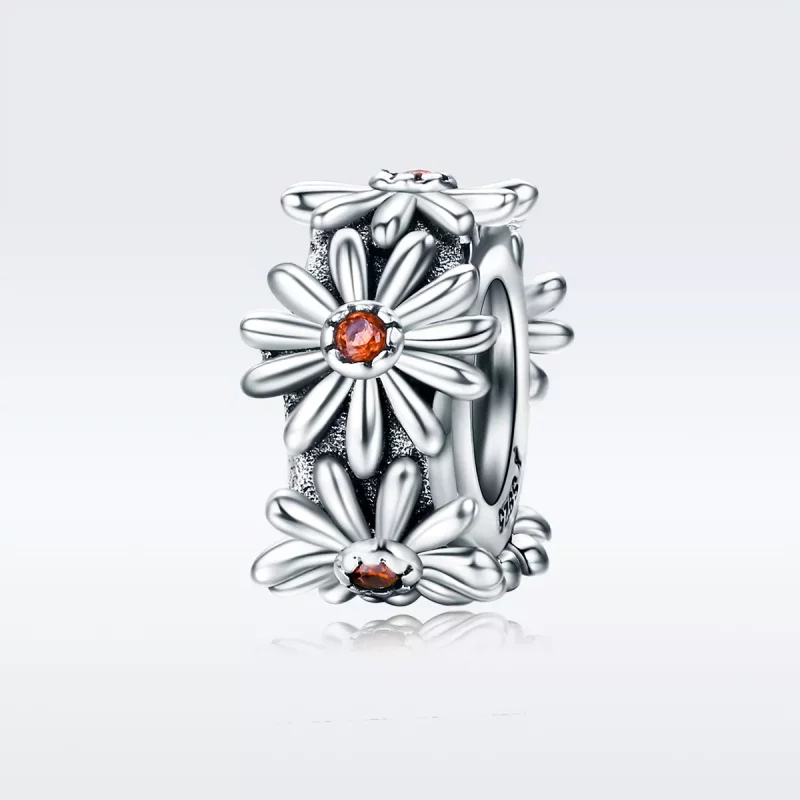 (imagen para) Encanto espaciador de corona de margaritas de plata estilo Pandora - SCC598 - Ver 2