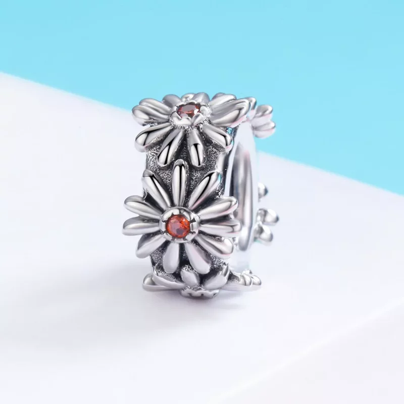 (imagen para) Encanto espaciador de corona de margaritas de plata estilo Pandora - SCC598 - Ver 3