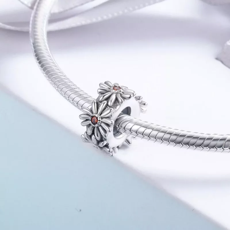 (imagen para) Encanto espaciador de corona de margaritas de plata estilo Pandora - SCC598 - Ver 4