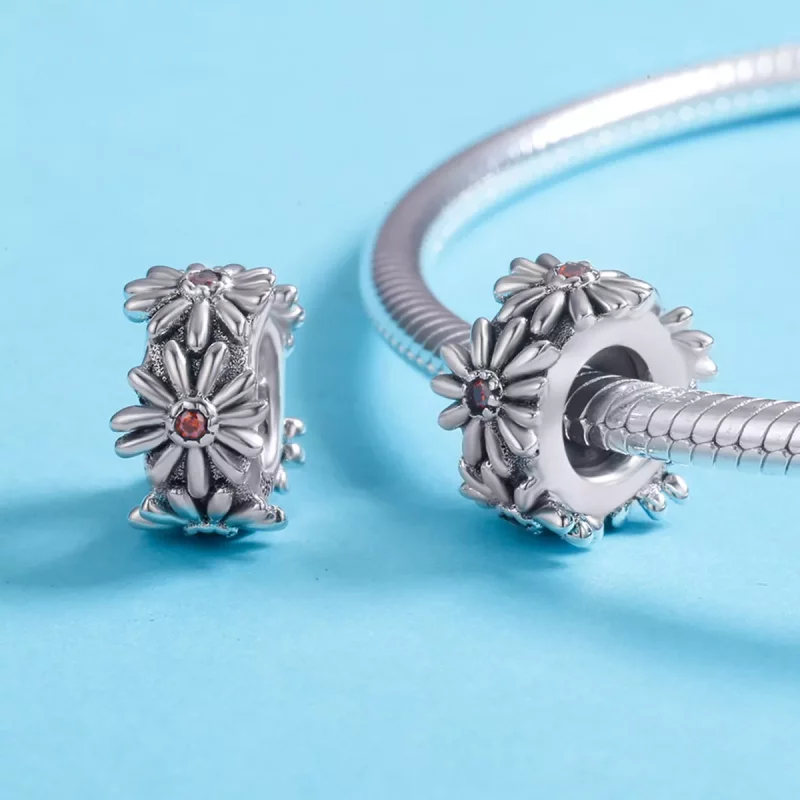 (imagen para) Encanto espaciador de corona de margaritas de plata estilo Pandora - SCC598 - Ver 5