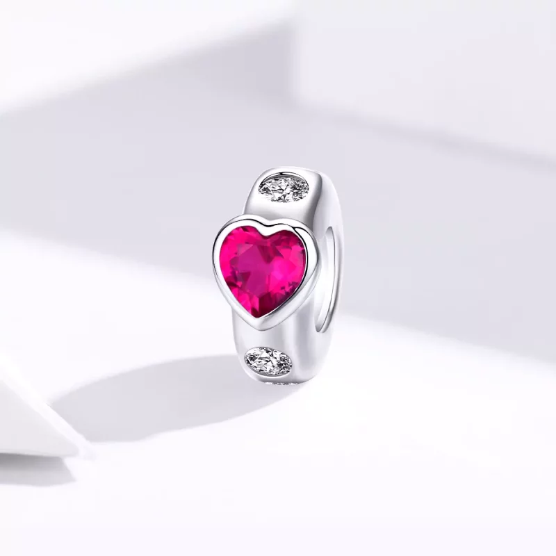 (imagen para) Encanto Espaciador de Plata Estilo Pandora con Brillante Amor - BSC123 - Ver 2
