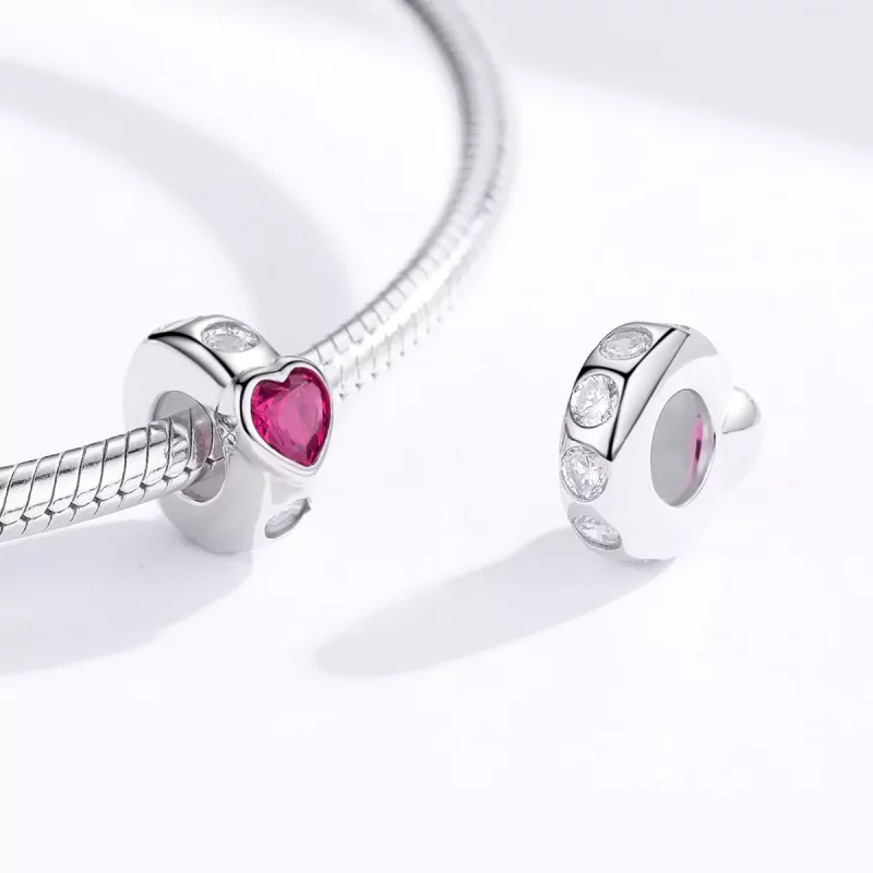 (imagen para) Encanto Espaciador de Plata Estilo Pandora con Brillante Amor - BSC123 - Ver 3