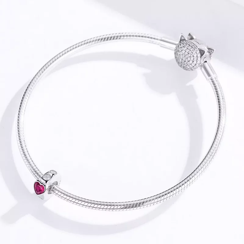 (imagen para) Encanto Espaciador de Plata Estilo Pandora con Brillante Amor - BSC123 - Ver 4