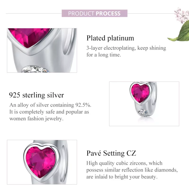 (imagen para) Encanto Espaciador de Plata Estilo Pandora con Brillante Amor - BSC123 - Ver 7